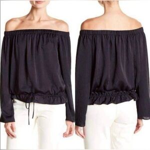 Theory Elegant Black Off-Shoulder Blouse
